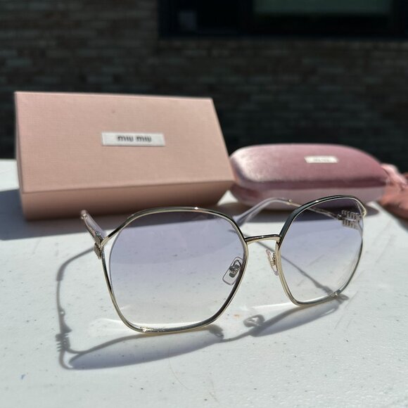 MIU MIU SMU - 52W Sunglasses - Gold Clear Gradient Violet